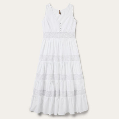 White Cotton Lawn Sleeveless Dress White Women Stetson Midi