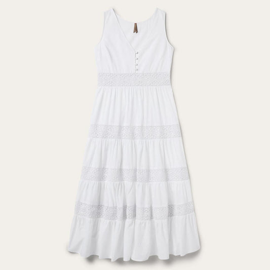 White Cotton Lawn Sleeveless Dress White Women Stetson Midi