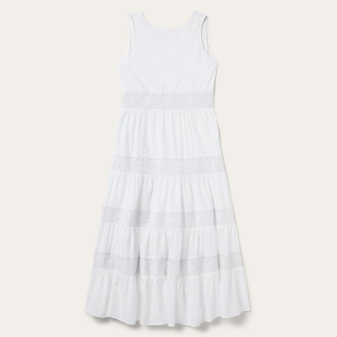 White Cotton Lawn Sleeveless Dress White Women Stetson Midi