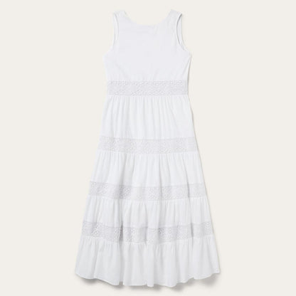 White Cotton Lawn Sleeveless Dress White Women Stetson Midi