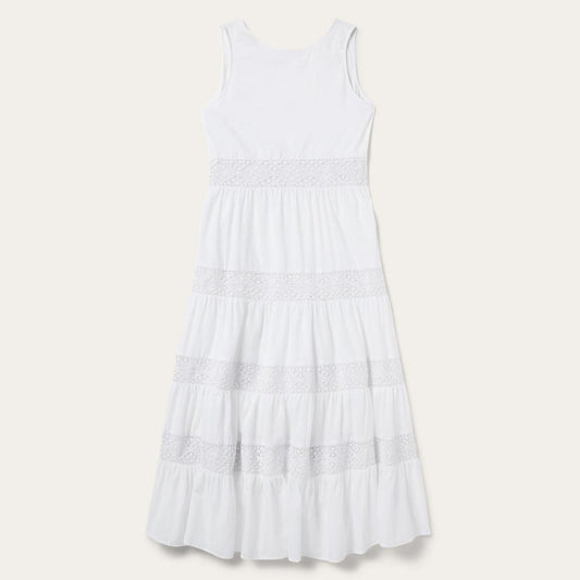 White Cotton Lawn Sleeveless Dress White Women Stetson Midi