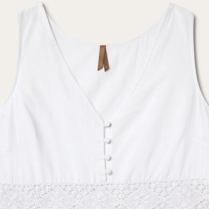 White Cotton Lawn Sleeveless Dress White Women Stetson Midi