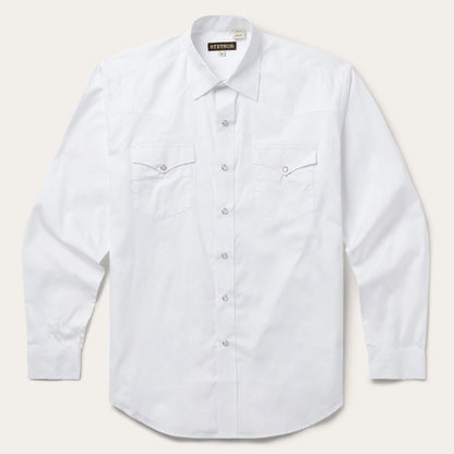 White Pinpoint Oxford Western Shirt White Men Stetson Classic Cut