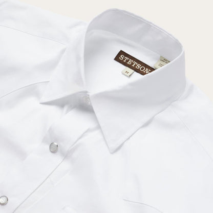 White Pinpoint Oxford Western Shirt White Men Stetson Western Shirts