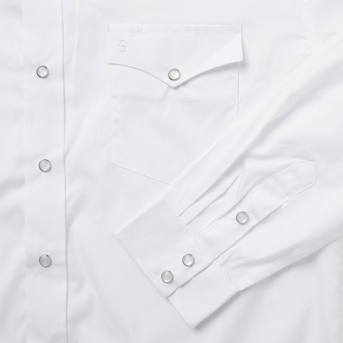 White Pinpoint Oxford Western Shirt White Men Stetson Western Shirts