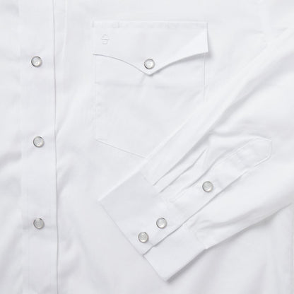 White Pinpoint Oxford Western Shirt White Men Stetson Western Shirts