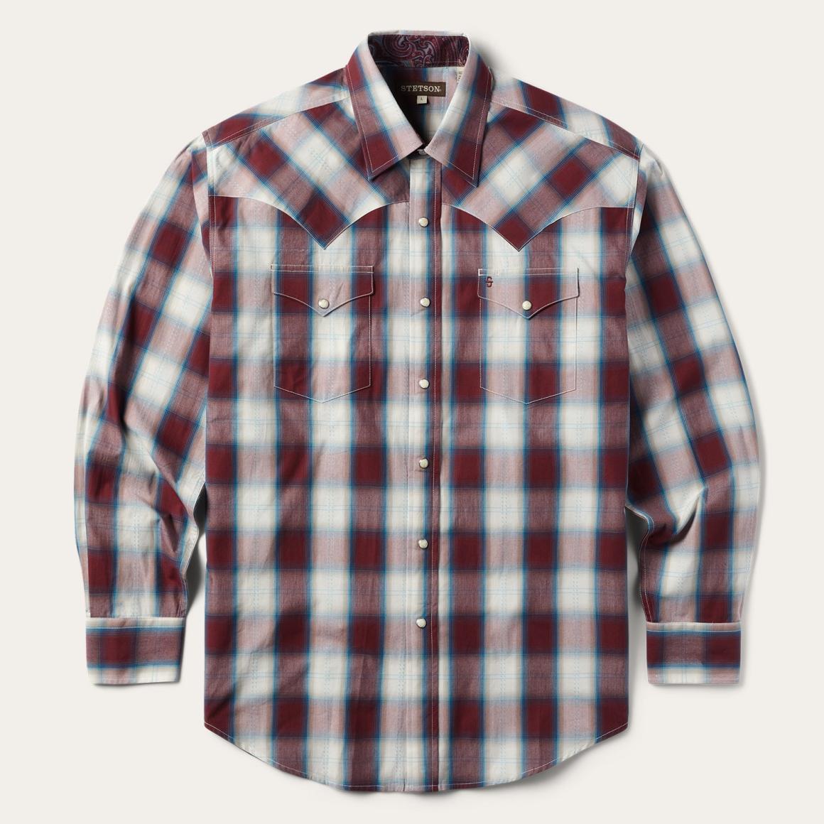 Wine Plaid Shirt Wine Men Stetson Classic Cut