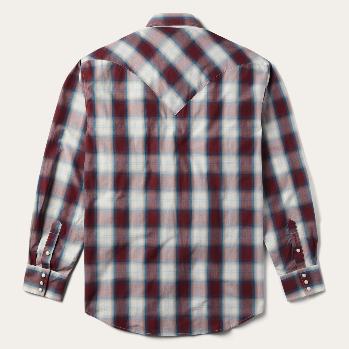 Wine Plaid Shirt Wine Men Stetson Classic Cut