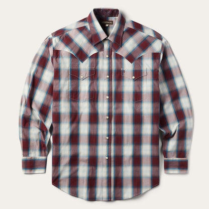 Wine Plaid Shirt Wine Men Stetson Western Shirts