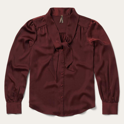 Wine Satin Blouse Red Women Stetson Blouses