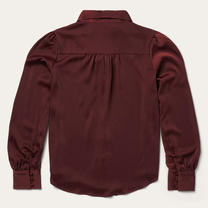 Wine Satin Blouse Red Women Stetson Blouses