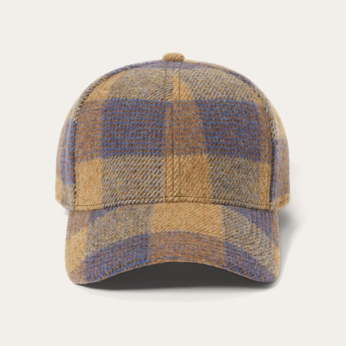 Wool Check Baseball Cap Cognac/sand/blue Men/Women Stetson Caps & Truckers