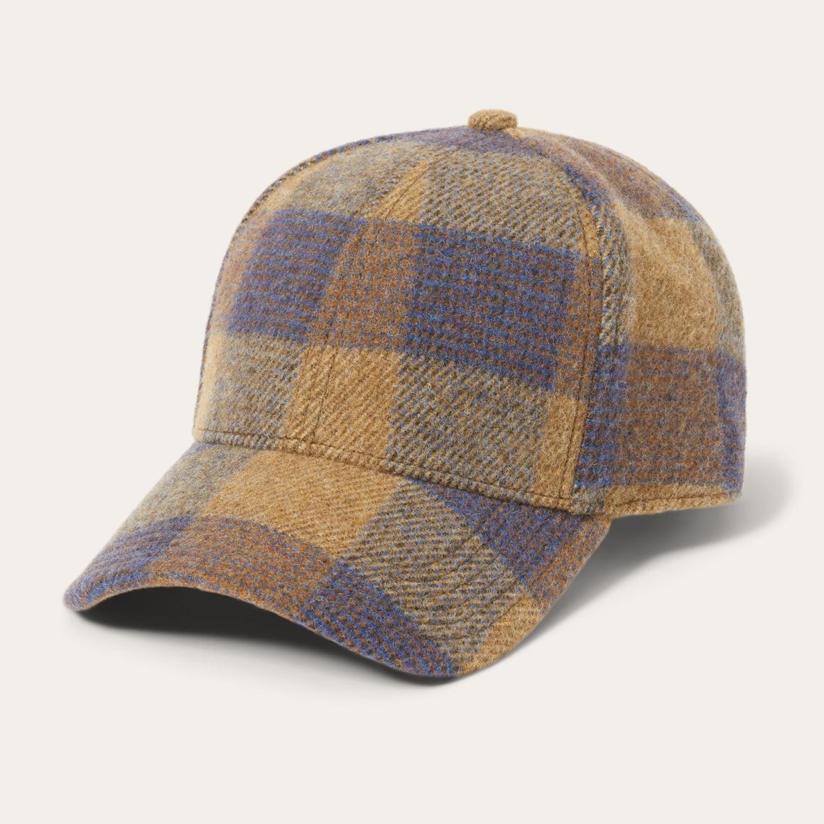 Wool Check Baseball Cap Cognac/sand/blue Men/Women Stetson Caps & Truckers