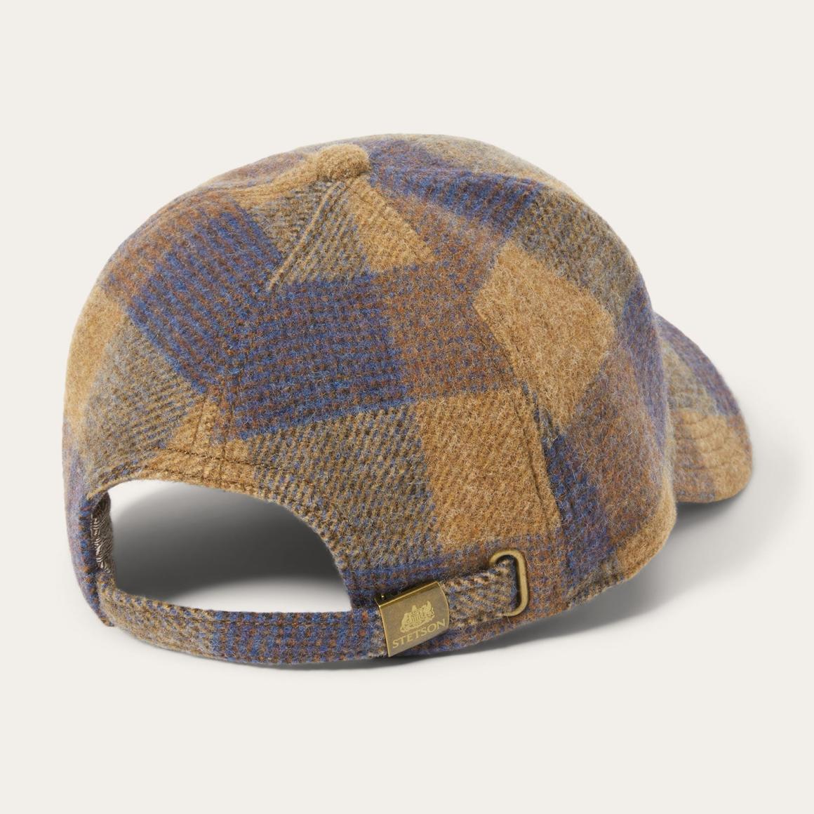 Wool Check Baseball Cap Cognac/sand/blue Men/Women Stetson Caps & Truckers