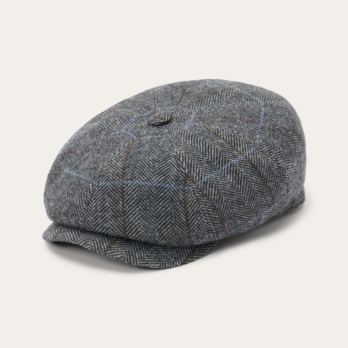 Wool Herringbone Hatteras Cap Grey Herringbone Men/Women Stetson Caps & Truckers