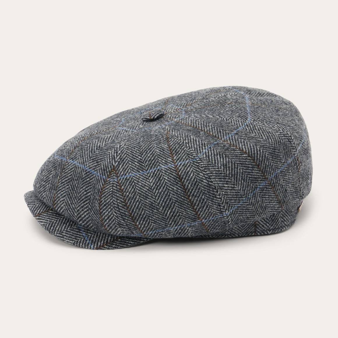 Wool Herringbone Hatteras Cap Grey Herringbone Men/Women Stetson Caps & Truckers