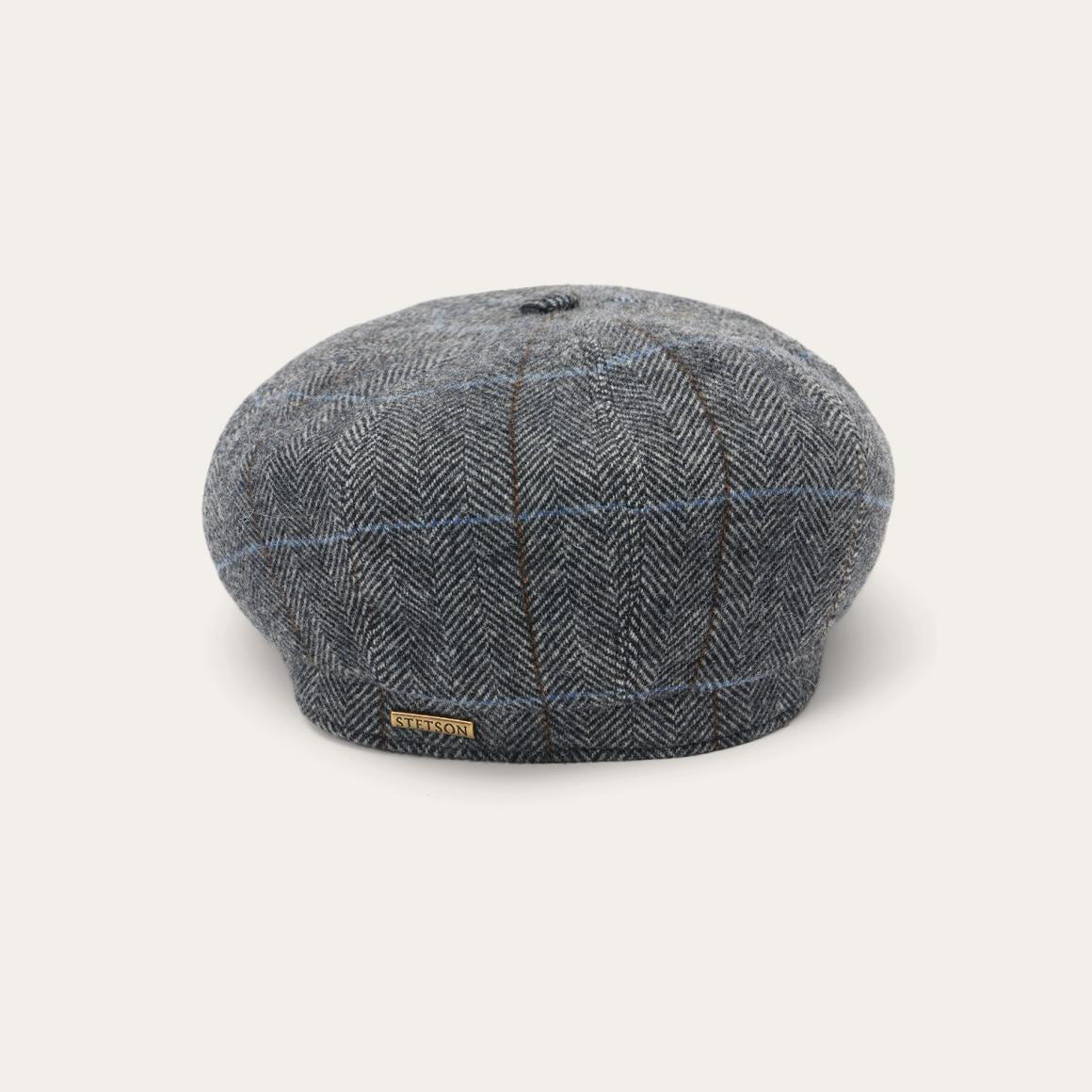 Wool Herringbone Hatteras Cap Grey Herringbone Men/Women Stetson Caps & Truckers