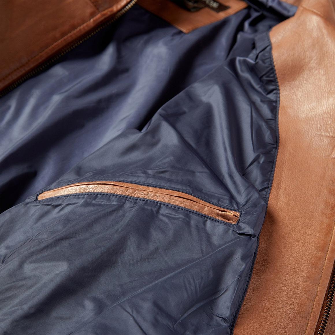 Zip-Front Lightweight Leather Jacket Brown Men Stetson Jackets