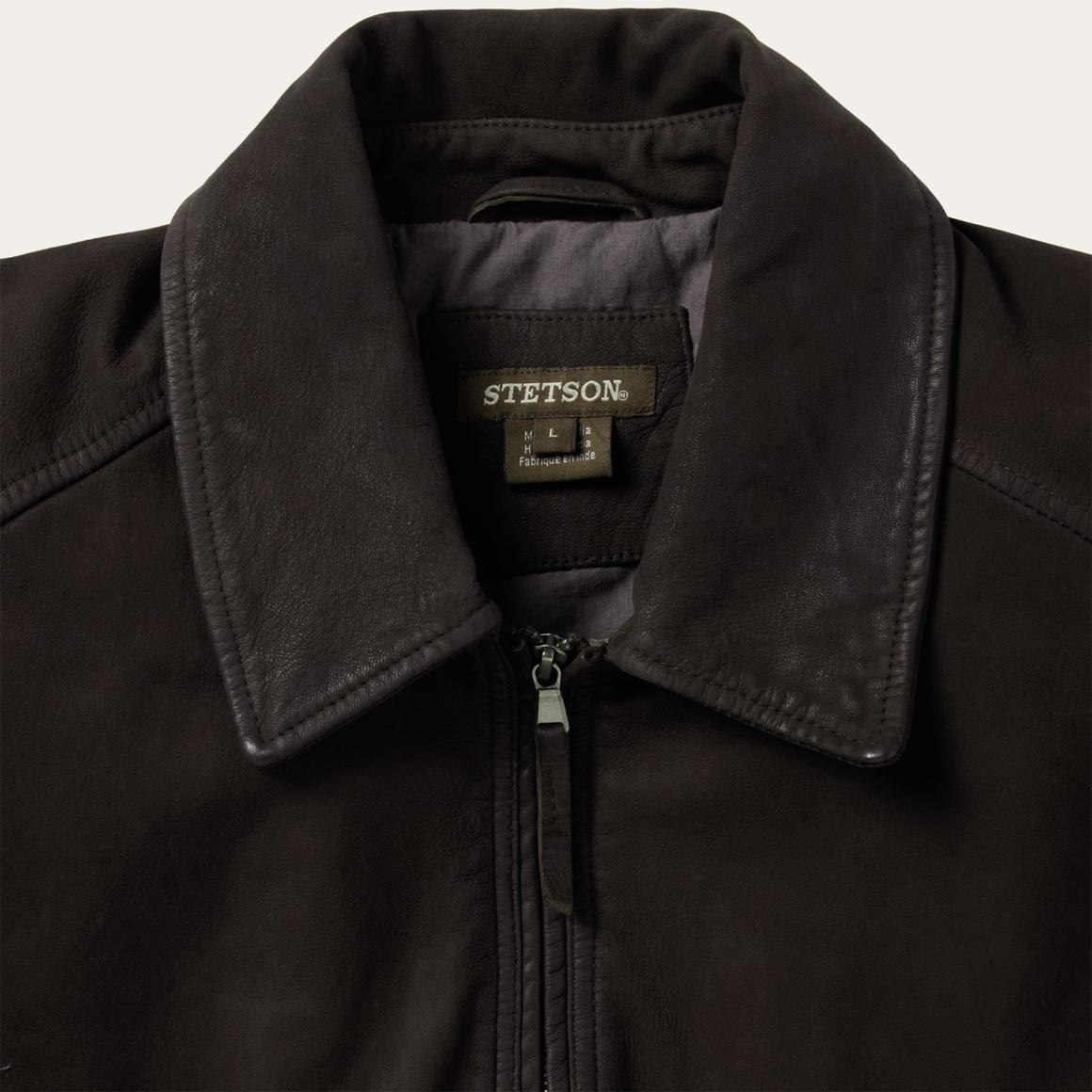 Zip Front Suede Leather Jacket Brown Men Stetson Jackets