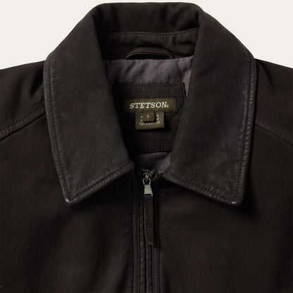Zip Front Suede Leather Jacket Brown Men Stetson Jackets